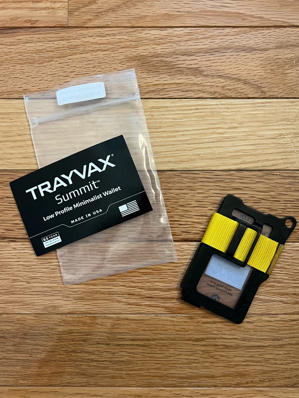 Trayvax Summit Minimalist Wallet - Black with Yellow Strap